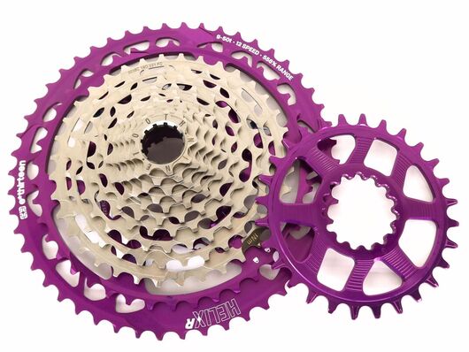 Helix Race Cassette/ Chainring Bundle - Naranja & Eggplant - Eggplant (Purple) / 30T